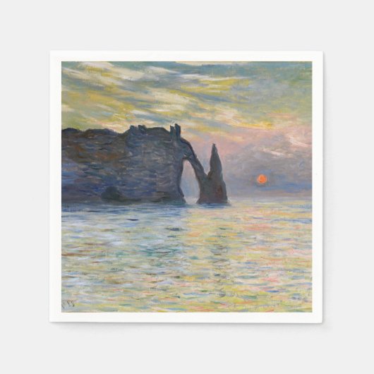 Monet - The Manneport, Cliff at Etretat, Sunset Serviette (Vorderseite)