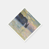 Monet - The Manneport, Cliff at Etretat, Sunset Serviette (Ecke)