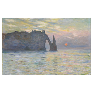 Monet - The Manneport, Cliff at Etretat, Sunset Stoff
