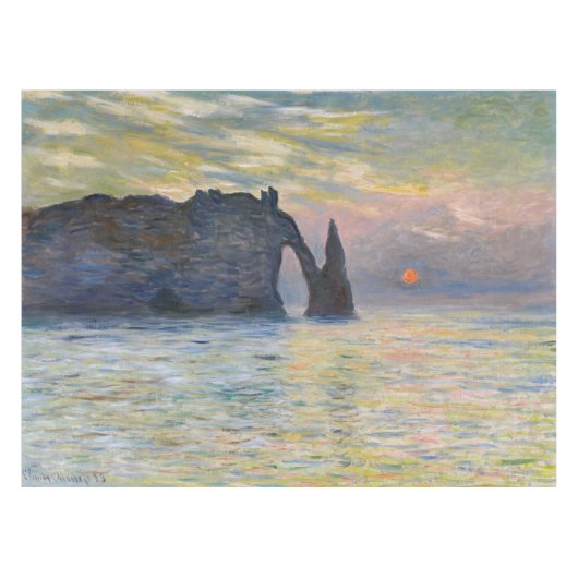 Monet - The Manneport, Cliff at Etretat, Sunset Tischdecke (Vorderseite (Horizontal))