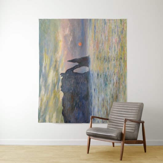 Monet - The Manneport, Cliff at Etretat, Sunset Wandteppich (Beispiel)