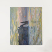 Monet - The Manneport, Cliff at Etretat, Sunset Wandteppich (Vorderseite)
