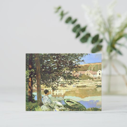 Monet - The River Scene at Bennecourt Postkarte (Stehend Vorderseite)