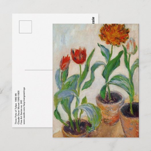 Monet Three Pots of Tulips Postkarte (Vorne/Hinten)