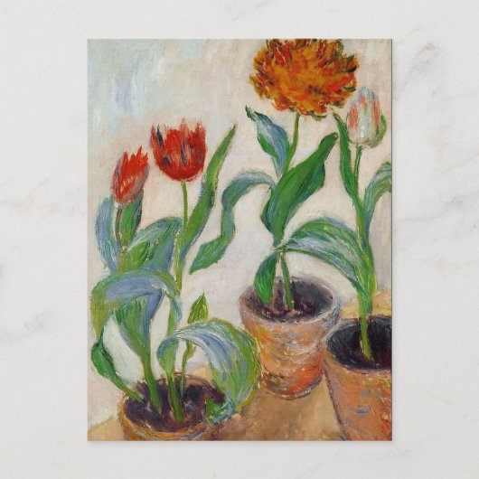 Monet Three Pots of Tulips Postkarte (Vorderseite)