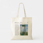 Monet Tote Tag Kunst, Frau mit Sonnenschirm Tragetasche (Rückseite)