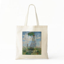 Monet Tote Tag Kunst, Frau mit Sonnenschirm