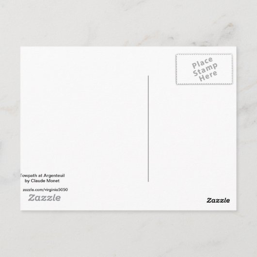 Monet - Towpath in Argenteuil Postkarte (Rückseite)