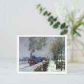 Monet Train Snow Post Card Postkarte (Stehend Vorderseite)