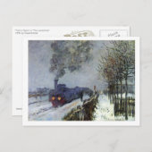 Monet Train Snow Post Card Postkarte (Vorne/Hinten)
