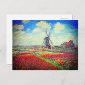 Monet Tulips Windmill Ankündigungspostkarte (Vorne/Hinten)