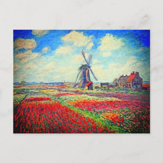 Monet Tulips Windmill Ankündigungspostkarte (Vorderseite)