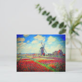 Monet Tulips Windmill Ankündigungspostkarte (Stehend Vorderseite)