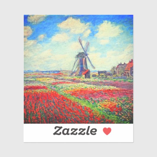 Monet Tulips Windmill Aufkleber (Blatt)