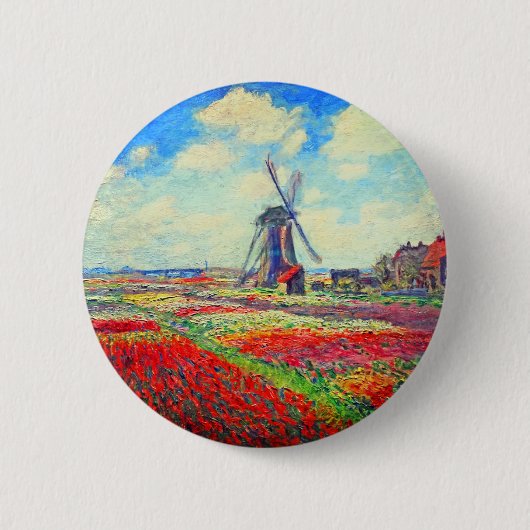 Monet Tulips Windmill Button (Vorderseite)