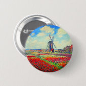 Monet Tulips Windmill Button (Vorne & Hinten)