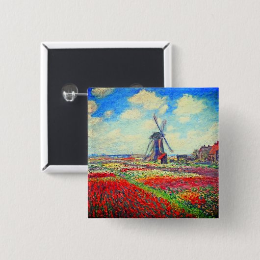 Monet Tulips Windmill Button (Vorne & Hinten)