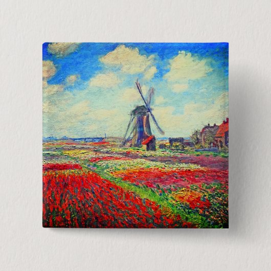 Monet Tulips Windmill Button (Vorderseite)