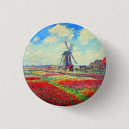 Monet Tulips Windmill Button (Vorderseite)