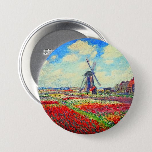 Monet Tulips Windmill Button (Vorne & Hinten)