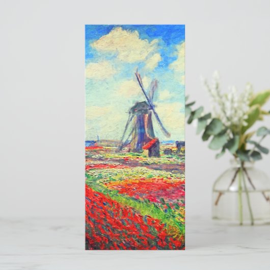 Monet Tulips Windmill Card (Stehend Vorderseite)