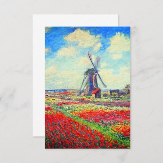 Monet Tulips Windmill Einladung (Vorne/Hinten)