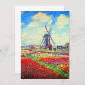 Monet Tulips Windmill Einladung (Vorne/Hinten)