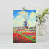 Monet Tulips Windmill Einladung (Stehend Vorderseite)