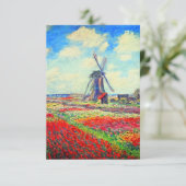 Monet Tulips Windmill Einladung (Stehend Vorderseite)