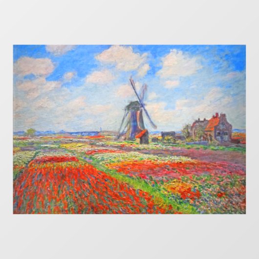 Monet Tulips Windmill Fensteraufkleber (Blatt)