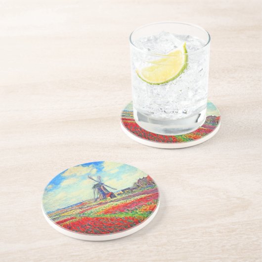 Monet Tulips Windmill Getränkeuntersetzer (Seite)