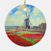 Monet Tulips Windmill Keramik Ornament (Hinten)
