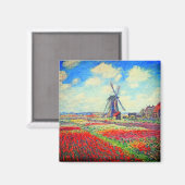 Monet Tulips Windmill Magnet (Vorderseite/Rückseite)