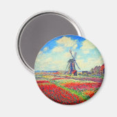 Monet Tulips Windmill Magnet (Vorderseite/Rückseite)