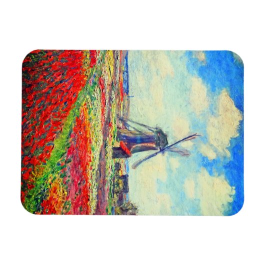 Monet Tulips Windmill Magnet (Horizontal)