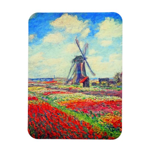 Monet Tulips Windmill Magnet (Vertikal)