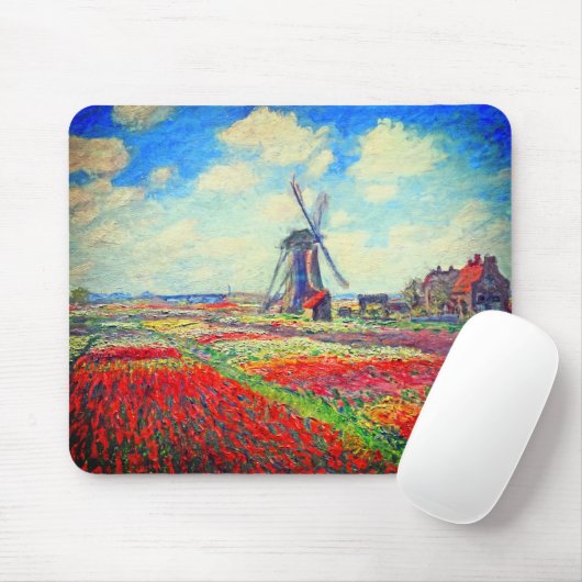 Monet Tulips Windmill Mousepad (Mit Mouse)