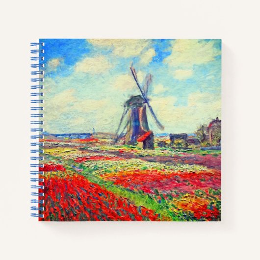 Monet Tulips Windmill Notizblock (Vorderseite)