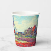 Monet Tulips Windmill Pappbecher (Rückseite)