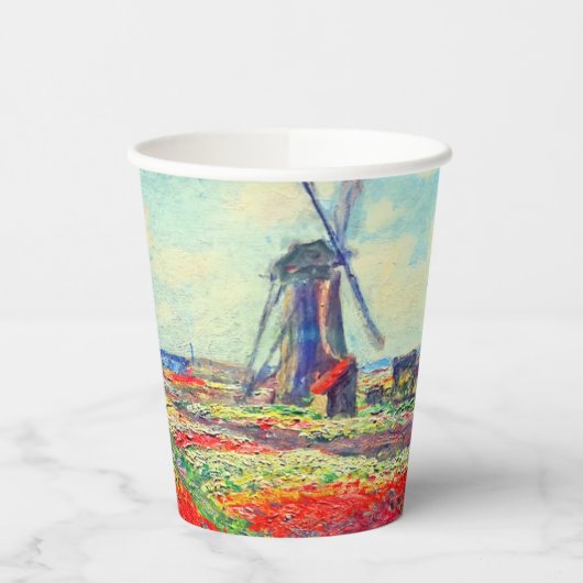 Monet Tulips Windmill Pappbecher (Links)