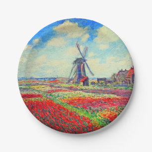 Monet Tulips Windmill Pappteller
