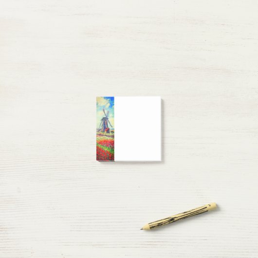 Monet Tulips Windmill Post-it Klebezettel (Auf Schreibtisch)