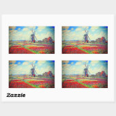 Monet Tulips Windmill Rechteckiger Aufkleber (Blatt)