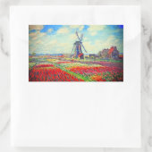 Monet Tulips Windmill Rechteckiger Aufkleber (Tasche)