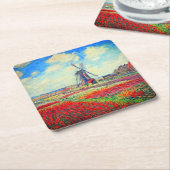 Monet Tulips Windmill Rechteckiger Pappuntersetzer (angewinkelt)
