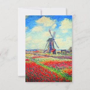Monet Tulips Windmill RSVP Karte