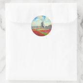 Monet Tulips Windmill Runder Aufkleber (Tasche)