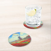 Monet Tulips Windmill Runder Pappuntersetzer (Vor Ort)