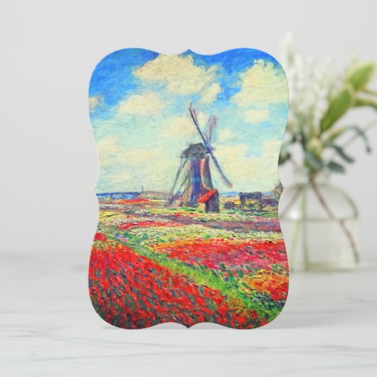 Monet Tulips Windmill Save The Date (Stehend Vorderseite)