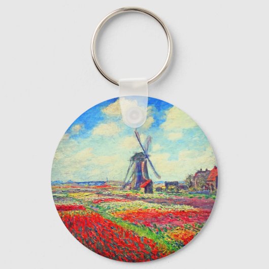 Monet Tulips Windmill Schlüsselanhänger (Vorderseite)